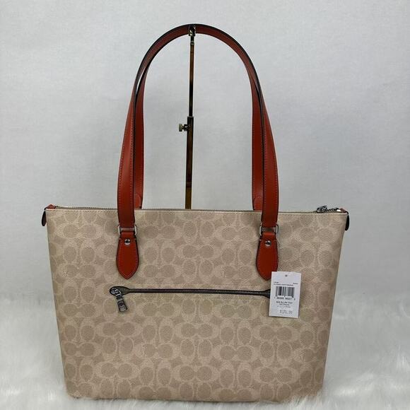Coach Gallery Tote In Signature Canvas In Sand/Deep Orange CW381 NWT - Picture 2 of 11